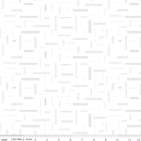 Image of the Lights On 2 In Stitches quilting cotton fabric by Riley Blake Designs. Features a low volume fabric. Cute Little Fabric Shop