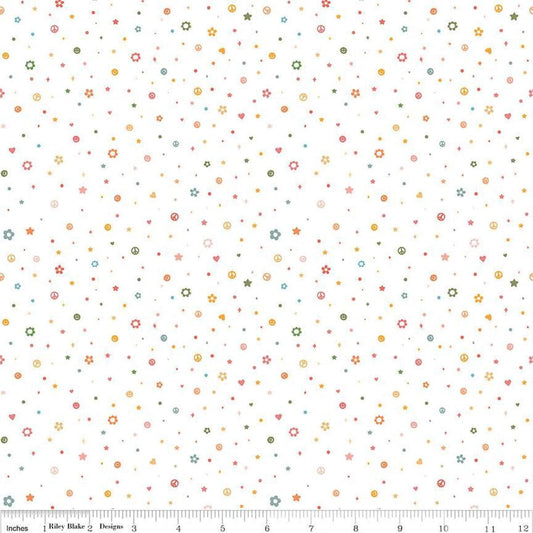 Image of the Besties Beads Cloud quilting cotton fabric by Corinne Wells for Riley Blake Designs. Features beads on a white background. Cute Little Fabric Shop