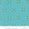 Image of the Sunday Brunch Geometrics Mint Tea quilting cotton fabric by Moda Fabrics. Features medallions on a teal background. Cute Little Fabric Shop