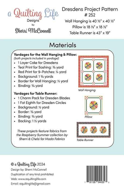 Image of the Dresdens quilt pattern by Sherri McConnell for Moda Fabrics. Features the fabric requirements.
Cute Little Fabric Shop