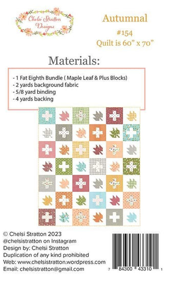 Image of the Autumnal quilt pattern Chelsi Stratton Designs for Moda Fabrics. Features the fabric requirements for the quilt.
Cute Little Fabric Shop