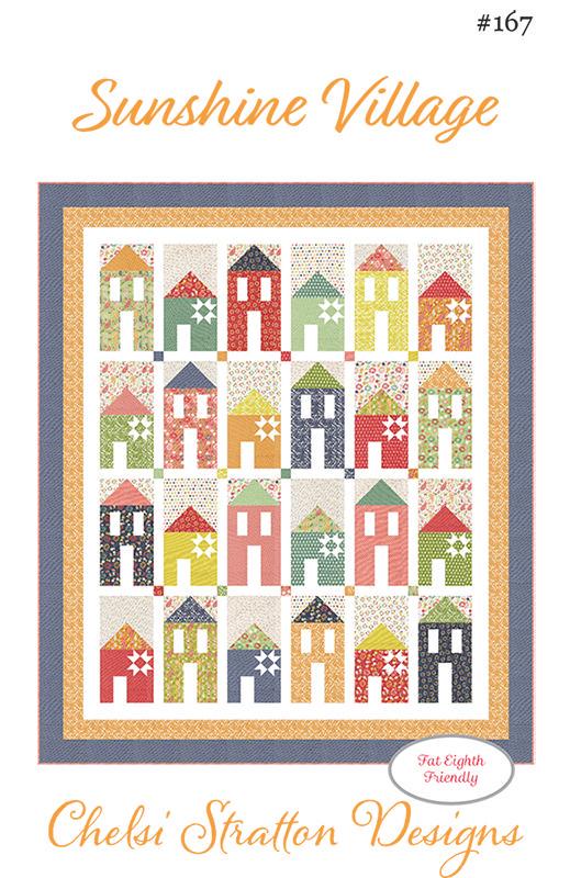 Image of the Sunshine Village quilt pattern Chelsi Stratton Designs for Moda Fabrics. Features houses on a quilt.
Cute Little Fabric Shop