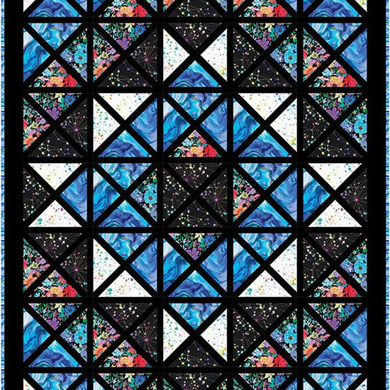 Image of the Euphoria quilt pattern by Tiffany Hayes for Moda Fabrics. Features a stained glass pattern on a quilt. 
Cute Little Fabric Shop