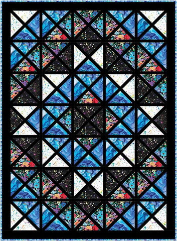 Image of the Euphoria quilt pattern by Tiffany Hayes for Moda Fabrics. Features a stained glass pattern on a quilt. 
Cute Little Fabric Shop