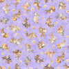 Image of the Hunny Bunny Tossed Bunnies Lilac quilting cotton fabric by Morris Creative Group by QT Fabrics. Features bunnies on a purple background. Cute Little Fabric Shop