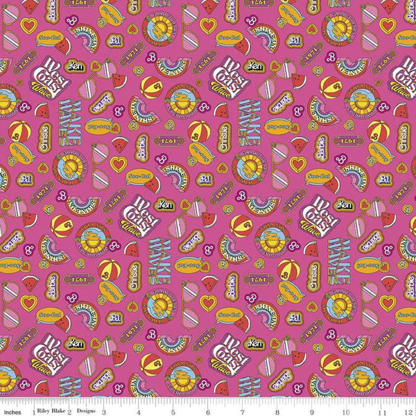 Malibu Barbie Icons C11724 Hot Pink - Official Licensed Product - Toys Barbie Doll Nostalgia - Quilting Cotton Fabric