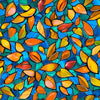 Image of the Tree of Life Leaves Blue quilting cotton fabric by QT Fabrics. Features leaves on a blue background. Cute Little Fabric Shop
