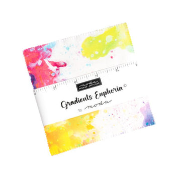 Image of the Gradients Euphoria charm pack by Moda Fabrics. Features abstract fabrics. 
Cute Little Fabric Shop