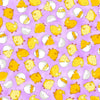 Image of the Hoppy Easter Chicks Lilac quilting cotton fabric by EunYoung Otsuki for QT Fabrics. Features chicks on a purple background. Cute Little Fabric Shop