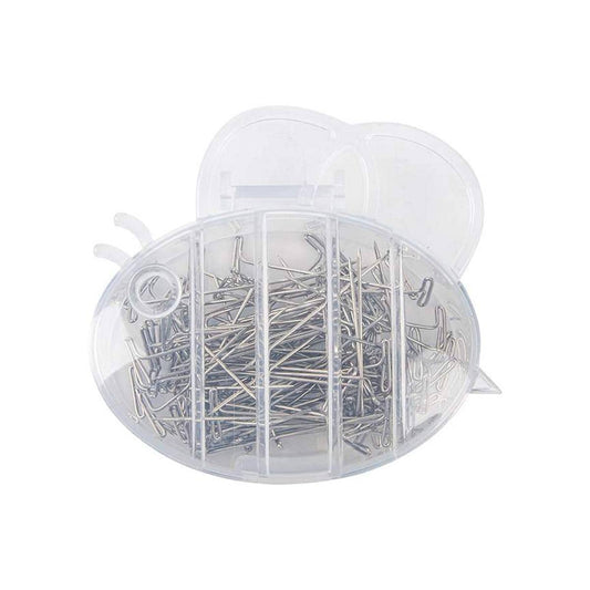 Image of the  Lori Holt Rustproof Blocking Pretty Pins™ by Riley Blake Designs. Features a plastic case with blocking pins. 
Cute Little Fabric Shop