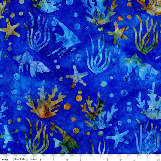 Image of the Batiks Toes in the Sand Lapis quilting cotton batik fabric. Features abstract hand-dyed patterns. Cute Little Fabric Shop