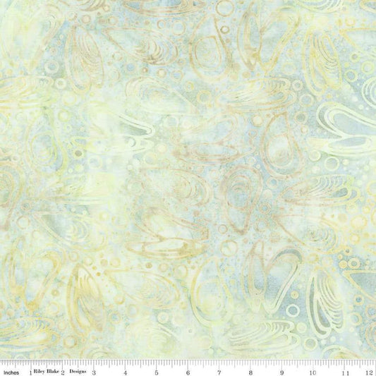 Image of the Batiks Toes in the Sand Cornsilk quilting cotton batik fabric. Features abstract hand-dyed patterns. Cute Little Fabric Shop