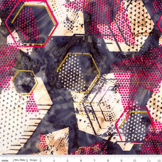 Image of the Expressions Batiks Lets Play Ball! Dancing Lights quilting cotton batik fabric by Riley Blake Designs. Features paint stripes on a purple fabric. 
Cute Little Fabric Shop