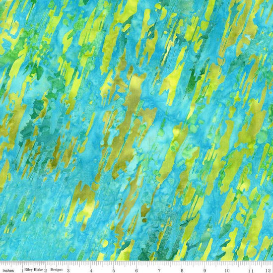 Image of the Expressions Batiks Lets Play Ball!  Pistachio quilting cotton batik fabric by Riley Blake Designs. Features stripes on a blue fabric. 
Cute Little Fabric Shop