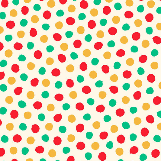Image of the Vroom Vroom Dots Cream quilting cotton fabric by QT Fabrics. Features small dots on a white background. Cute Little Fabric Shop