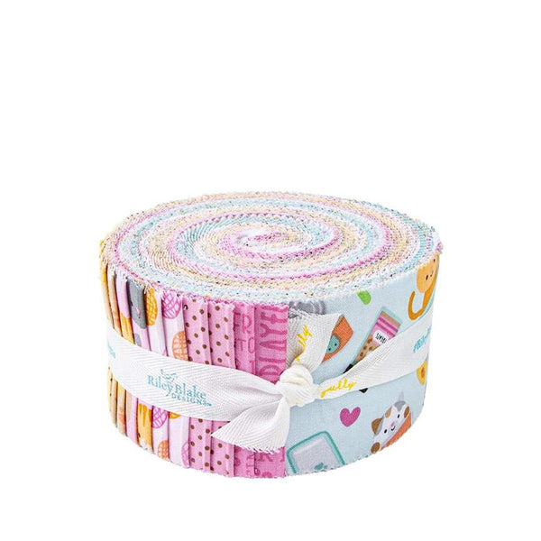 Image of the Pretty Kitty rolie polie by Doodlebug Design Inc. for Riley Blake Designs. Features cat themed fabrics on various backgrounds. 
Cute Little Fabric Shop