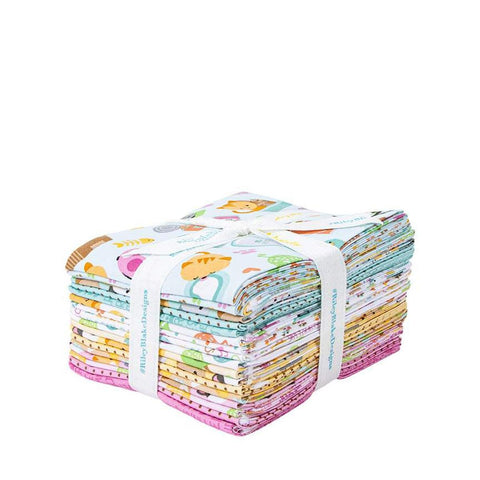 Image of the Pretty Kitty fat quarter bundle by Doodlebug Design Inc. for Riley Blake Designs. Features cat themed fabrics on various backgrounds. 
Cute Little Fabric Shop