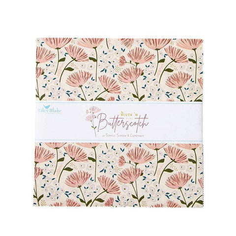 Image of the Blush n Butterscotch 10 inch stacker by Simple Simon & Company for Riley Blake Designs. Features floral fabrics on various backgrounds. 
Cute Little Fabric Shop