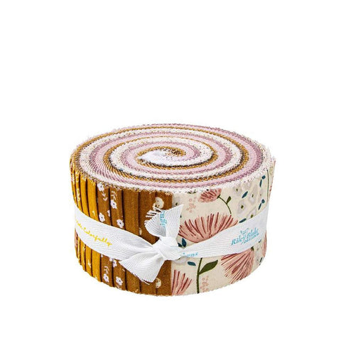 Image of the Blush n Butterscotch rolie polie by Simple Simon & Company for Riley Blake Designs. Features floral fabrics on various backgrounds. 
Cute Little Fabric Shop