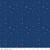 Image of the Pop 'n Play Confetti Navy quilting cotton fabric by Fisher-Price for Riley Blake Designs. Features spots on a blue background. Cute Little Fabric Shop