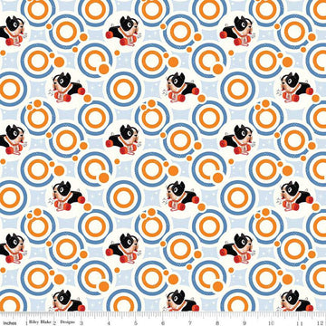 Image of the Pop 'n Play Bubbles Le Creme quilting cotton fabric by Fisher-Price for Riley Blake Designs. Features toys on a cream background. Cute Little Fabric Shop