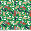 Image of the FFA Forever Blue 2 Animals Green quilting cotton fabric by Riley Blake Designs. Features animals on a green background. Official Licensed Product. Cute Little Fabric Shop