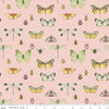 Image of the Love Me More Flutter Blush quilting cotton fabric by Lisa Audit for Riley Blake Designs. Features butterflies on a pink background. Cute Little Fabric Shop