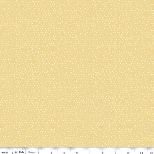 Image of the Love Me More Seeds Yellow quilting cotton fabric by Lisa Audit for Riley Blake Designs. Features circles on a yellow background. Cute Little Fabric Shop