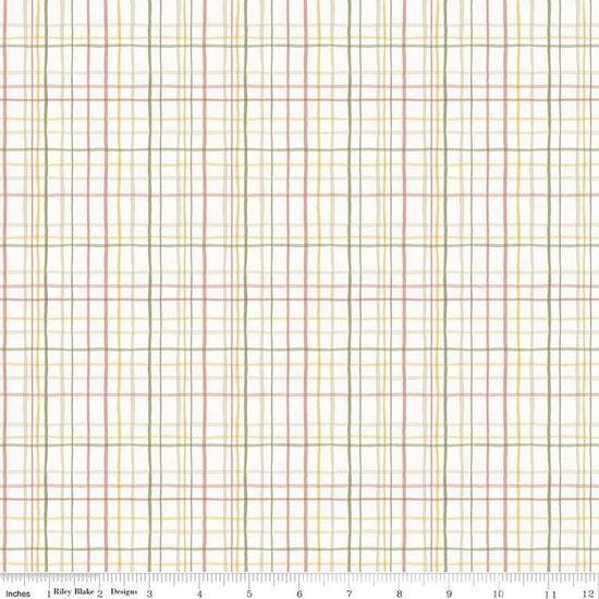 Image of the Love Me More Plaid Cloud quilting cotton fabric by Lisa Audit for Riley Blake Designs. Features plaid on a cream background. Cute Little Fabric Shop
