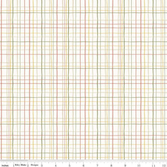 Image of the Love Me More Plaid Cloud quilting cotton fabric by Lisa Audit for Riley Blake Designs. Features plaid on a cream background. Cute Little Fabric Shop