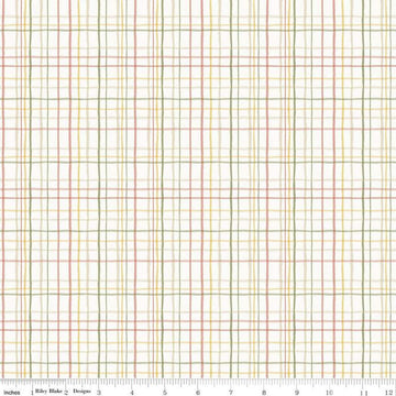 Image of the Love Me More Plaid Cloud quilting cotton fabric by Lisa Audit for Riley Blake Designs. Features plaid on a cream background. Cute Little Fabric Shop