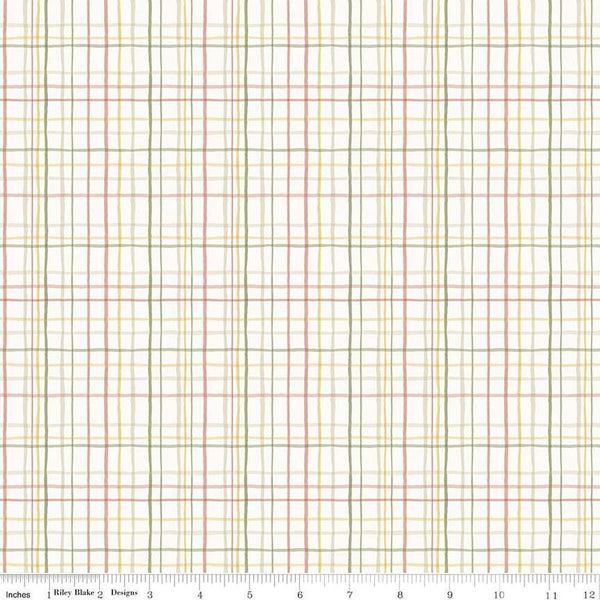 Image of the Love Me More Plaid Cloud quilting cotton fabric by Lisa Audit for Riley Blake Designs. Features plaid on a cream background. Cute Little Fabric Shop