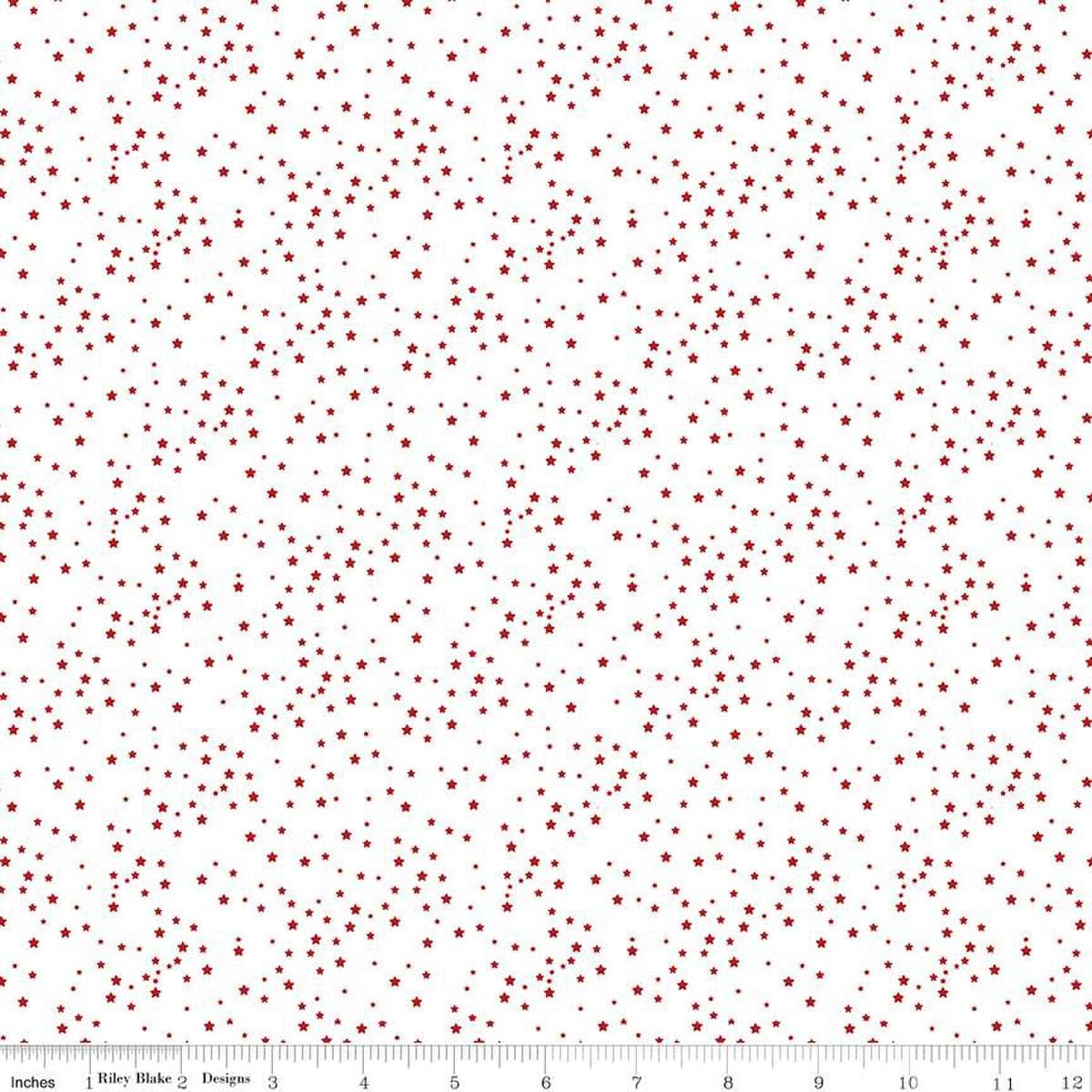 Image of the Stars and Stripes Forever Stars White quilting cotton fabric by Lori Whitlock for Riley Blake Designs. Features stars s on a white background. Cute Little Fabric Shop