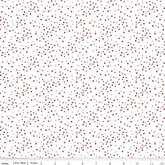 Image of the Stars and Stripes Forever Stars White quilting cotton fabric by Lori Whitlock for Riley Blake Designs. Features stars s on a white background. Cute Little Fabric Shop