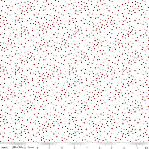 Image of the Stars and Stripes Forever Stars White quilting cotton fabric by Lori Whitlock for Riley Blake Designs. Features stars s on a white background. Cute Little Fabric Shop