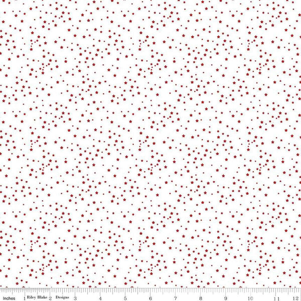 Image of the Stars and Stripes Forever Stars White quilting cotton fabric by Lori Whitlock for Riley Blake Designs. Features stars s on a white background. Cute Little Fabric Shop
