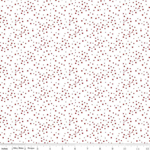 Image of the Stars and Stripes Forever Stars White quilting cotton fabric by Lori Whitlock for Riley Blake Designs. Features stars s on a white background. Cute Little Fabric Shop