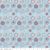 Image of the Stars and Stripes Forever Fireworks Sky quilting cotton fabric by Lori Whitlock for Riley Blake Designs. Features fireworks on a blue background. Cute Little Fabric Shop