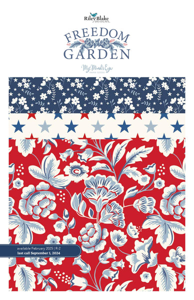 Image of the Freedom Garden Storyboard by My Minds Eye for Riley Blake Designs. Features red white and blue fabrics. 
Cute Little Fabric Shop