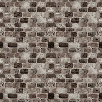 Image of the Dragon Dreams Castles Wall Smoke quilting cotton fabric by Dan Morris for QT Fabrics. Features bricks on a gray background. Cute Little Fabric Shop