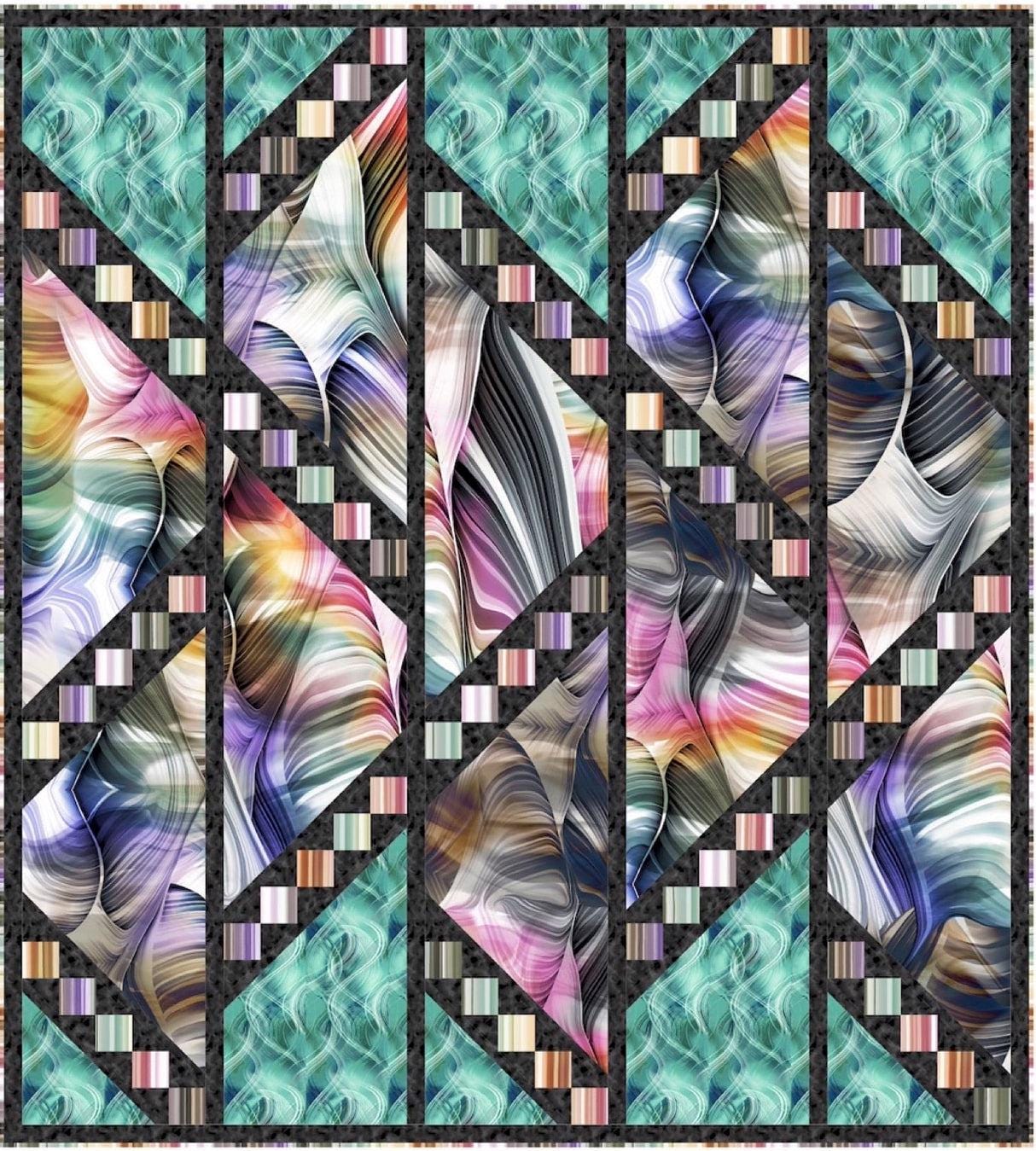 Image of the Twisted Motion quilt pattern by Pine Tree Country Quilts for QT Fabrics. Features a swirled quilt pattern. 
Cute Little Fabric Shop
