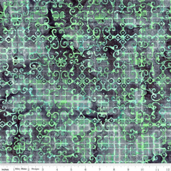 Image of the Expressions Batiks Sassy and Tweet Charcoal quilting cotton fabric. Features an abstract design on a gray background. Cute Little Fabric Shop