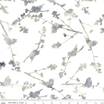 Image of the Expressions Batiks Sassy and Tweet Phloof quilting cotton fabric. Features an abstract design on a white background. Cute Little Fabric Shop