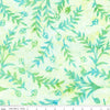 Image of the Expressions Batiks Sassy and Tweet Adriatic Mist quilting cotton fabric. Features an abstract design on a green background. Cute Little Fabric Shop