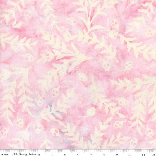 Image of the Expressions Batiks Sassy and Tweet Piggy Pink quilting cotton fabric. Features an abstract design on a pink background. Cute Little Fabric Shop