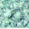 Image of the Expressions Batiks Sassy and Tweet Powdered Pearl quilting cotton fabric. Features an abstract design on a teal background. Cute Little Fabric Shop