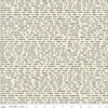 Image of the Sewing Seeds III Seed Sower Parchment quilting cotton fabric by Lori Holt for Riley Blake Designs. Features words on a white background. Cute Little Fabric Shop