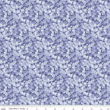Image of the Sewing Seeds III Phlox Petals Periwinkle quilting cotton fabric by Lori Holt for Riley Blake Designs. Features flowers on a purple background. Cute Little Fabric Shop