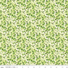 Image of the Sewing Seeds III Phlox Petals Green quilting cotton fabric by Lori Holt for Riley Blake Designs. Features flowers on a green background. Cute Little Fabric Shop