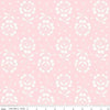 Image of the Sewing Seeds III Rose Cutwork Pink quilting cotton fabric by Lori Holt for Riley Blake Designs. Features flowers on a pink background. Cute Little Fabric Shop